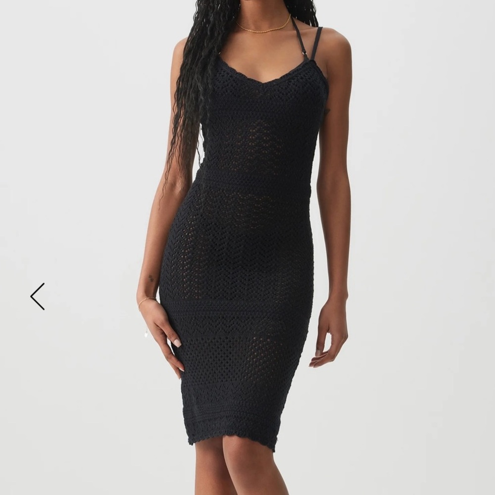 NWT Black Crochet Midi Dress